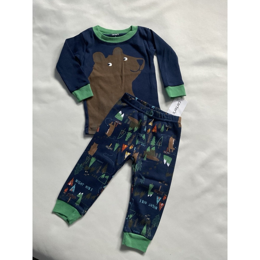 Carters  100% Cotton Pajama  Set  Two Piece 6 Months Navy‎ Green